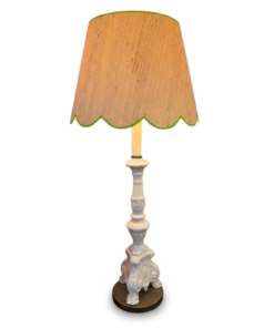 Vintage Carved Table Lamp with Scalloped Shade