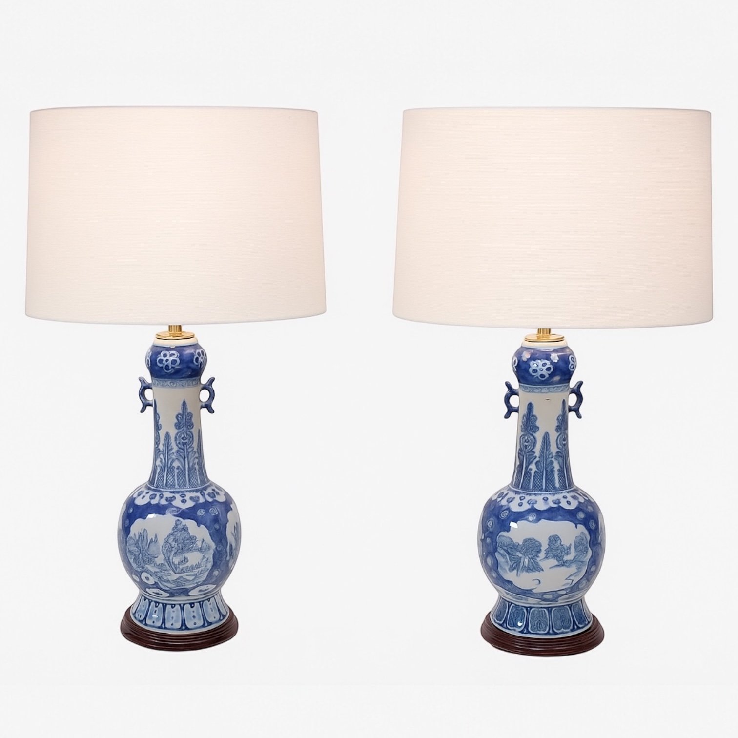Pair of Blue & White Porcelain Table Lamps