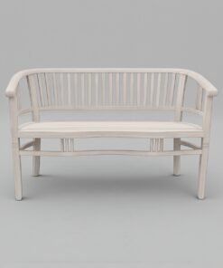 Teak Curved-Back Garden Bench – Weathered Gray Finish