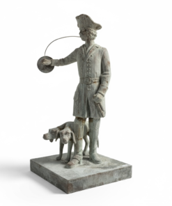 Neoclassical Cast Iron Hunter Statue with Hounds