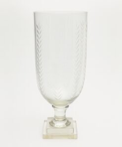 Etched Leaf Glass Hurricane