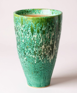 Tall Green Glazed Ceramic Planter
