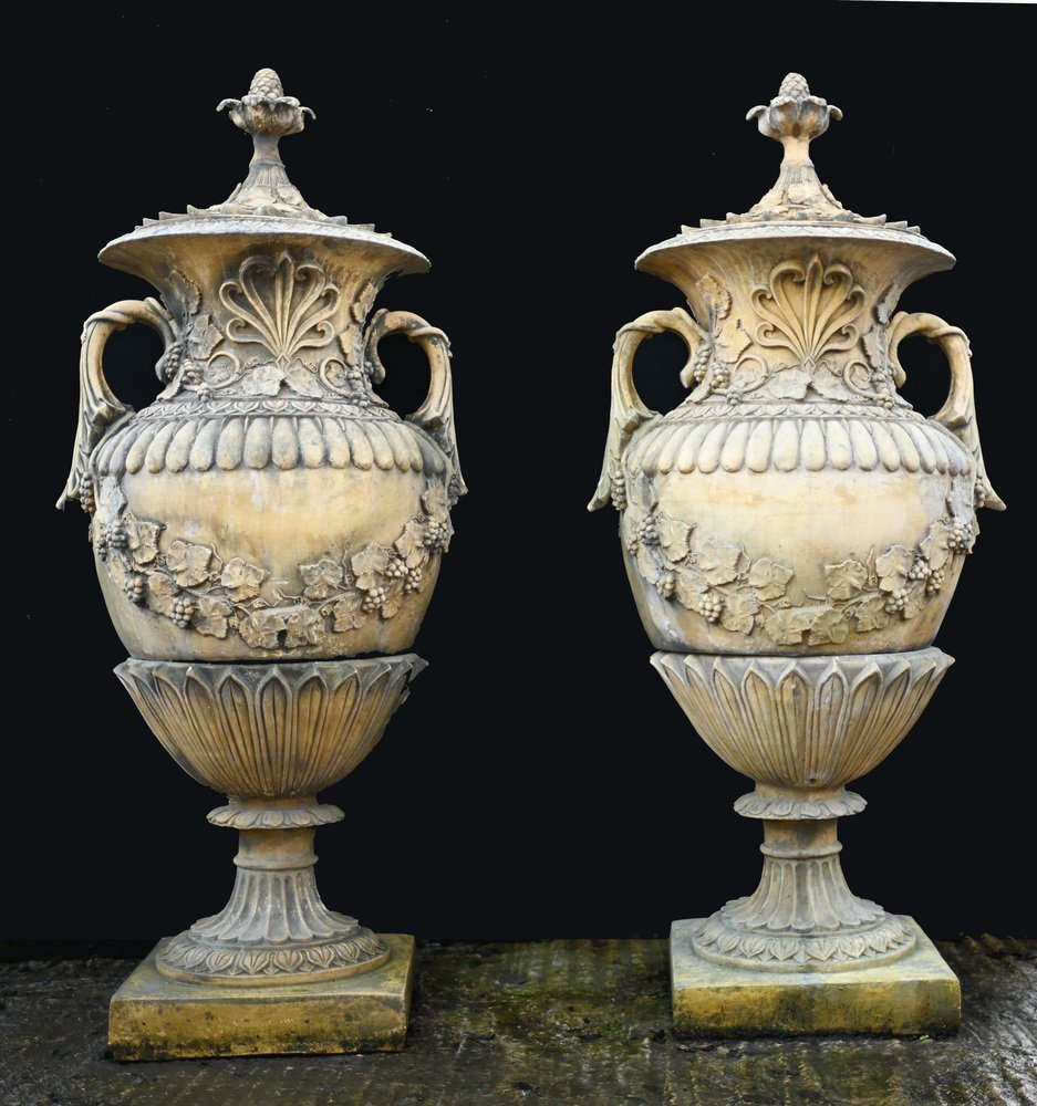 Large English Stone Garden Urns, Set of 2 - Image 2