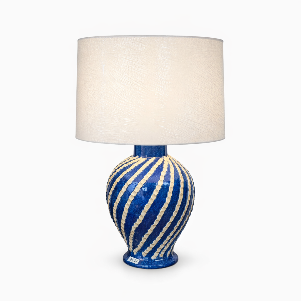 Handmade Italian Ceramic Blue and White Table Lamp - Image 2
