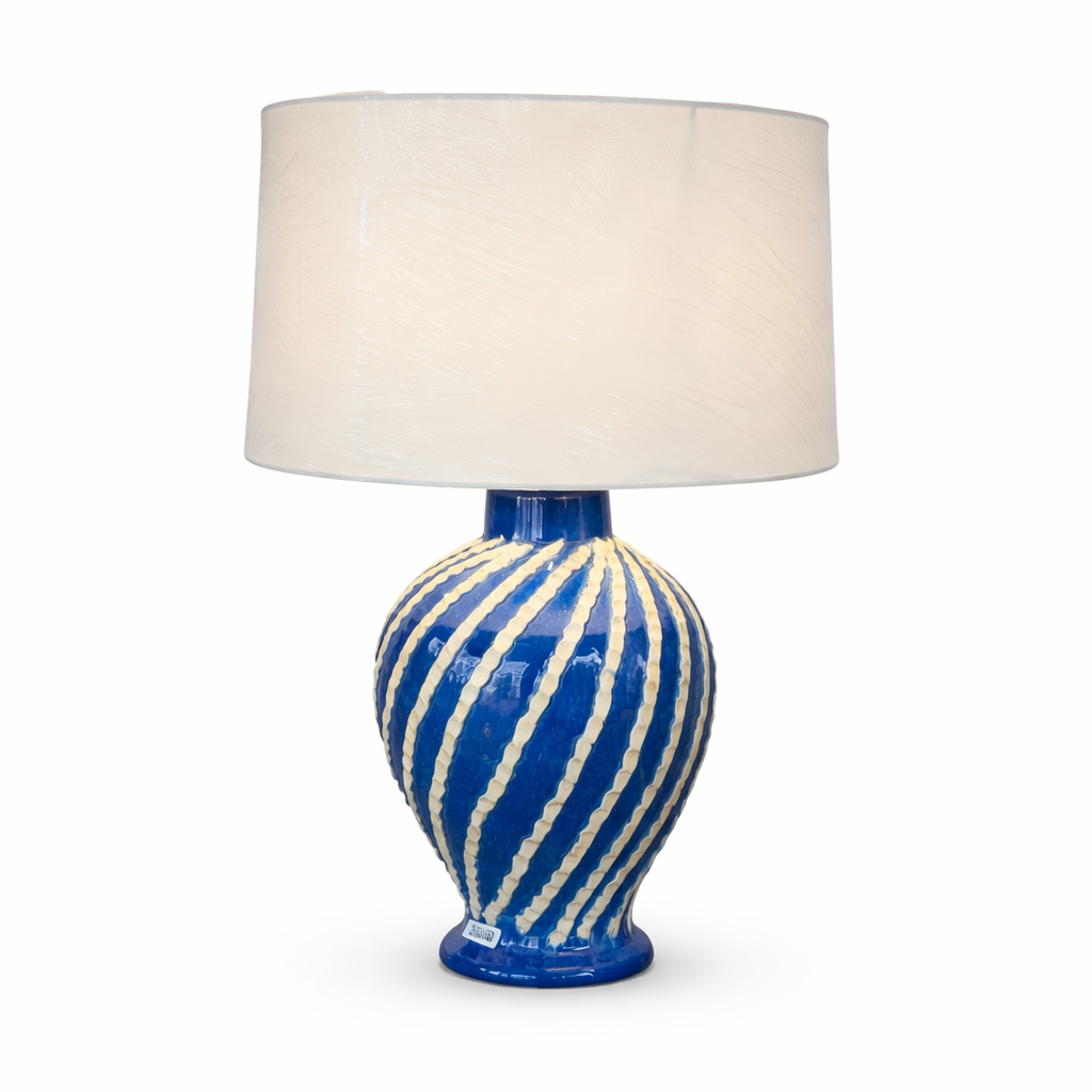 Handmade Italian Ceramic Blue and White Table Lamp