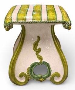 Hand-Painted Tuscan Ceramic Stool by Ceccarelli
