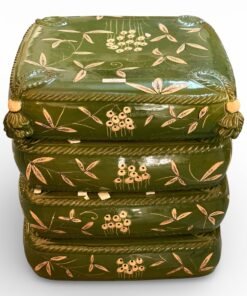 Italian Green Hand-Painted Ceramic “Pillow” Garden Seat / Side Table