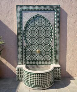 Moroccan  Tile Fountain (Green & White)