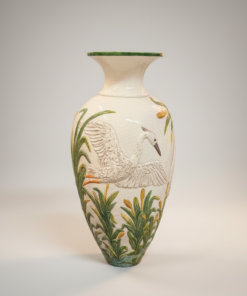 Italian Majolica Heron Vase