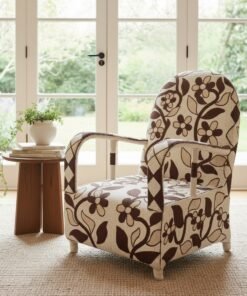 Brown Hand-Beaded Yoruba Tribal Armchair