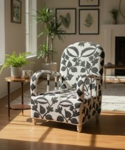 Black and White  Hand-Beaded Yoruba Tribal Armchair