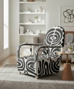 Black and White Zebra Hand-Beaded Yoruba Tribal Armchair