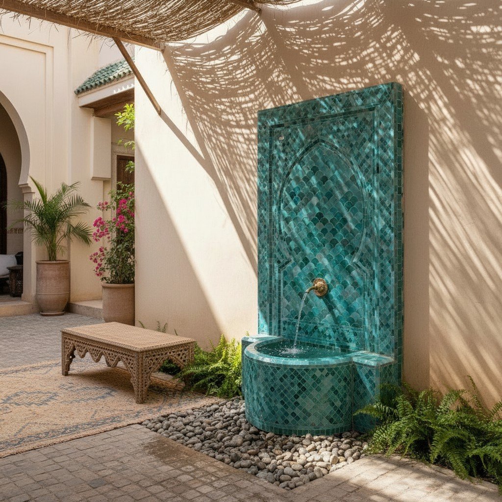 Moroccan Tile Fountain Turquoise - Image 2