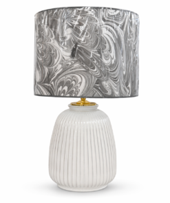 White Ribbed Table Lamp