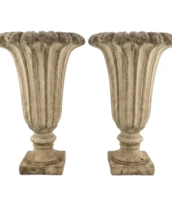 Pair of Mid 20th Century English Cast Stone Campana Garden Urns