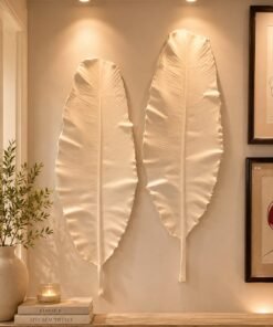 Pair of Plaster Banana Leaf Wall Sculptures