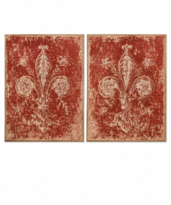 Pair of Lily of Florence , Red Painting on Canvas
