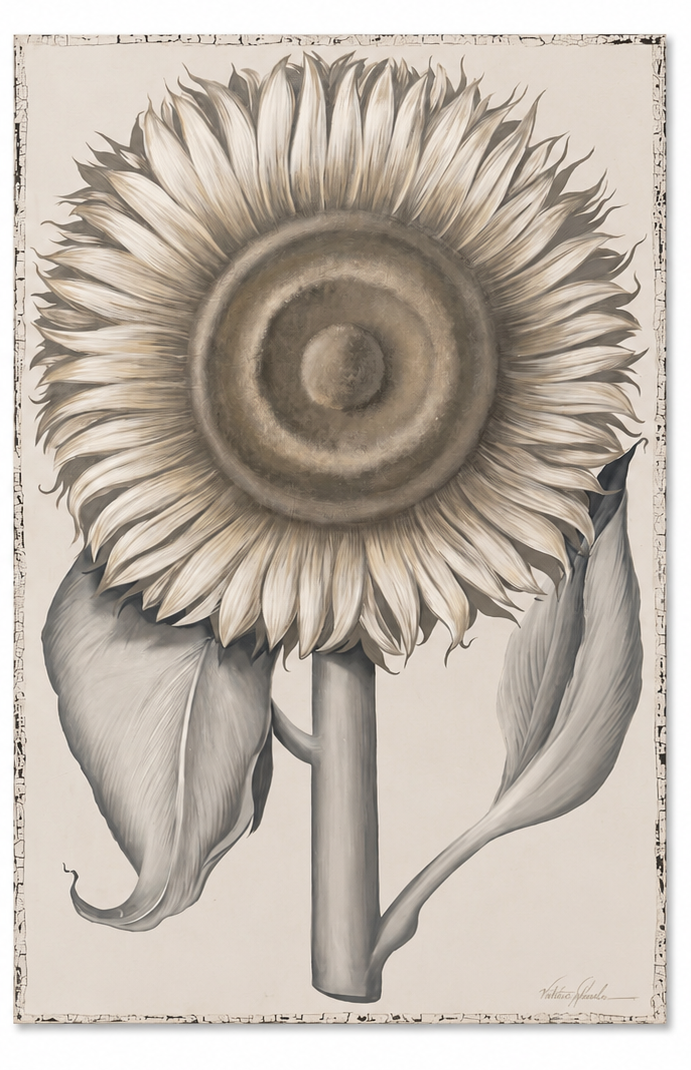 Grisaille Sunflower Painting - Image 3