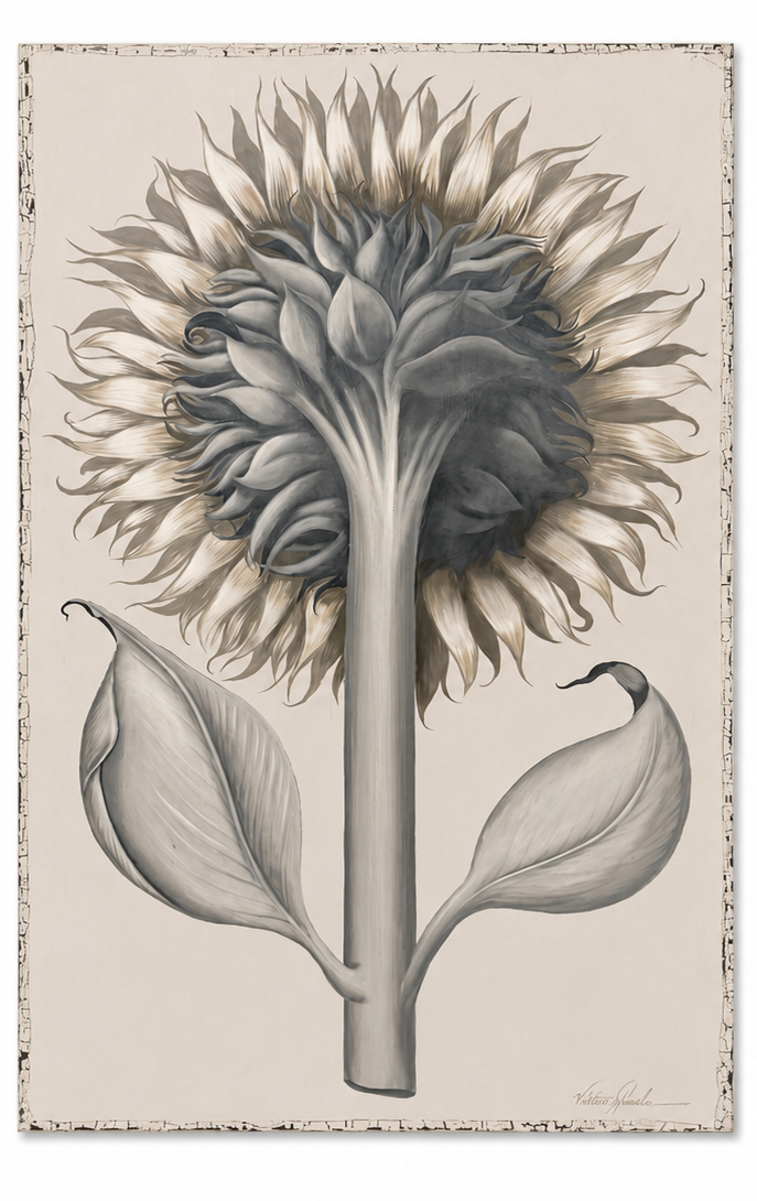 Grisaille Sunflower Painting - Image 2