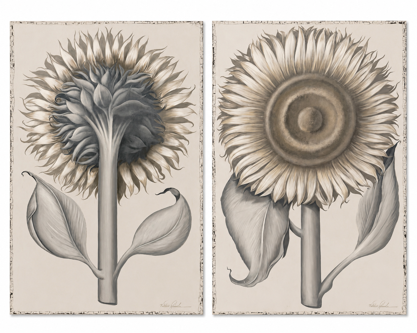Grisaille Sunflower Painting