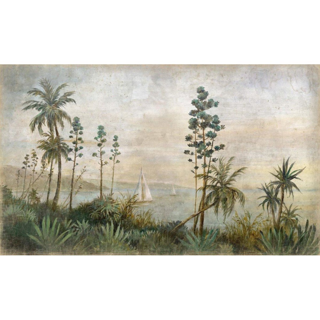 French Panel Between Palms and Agaves