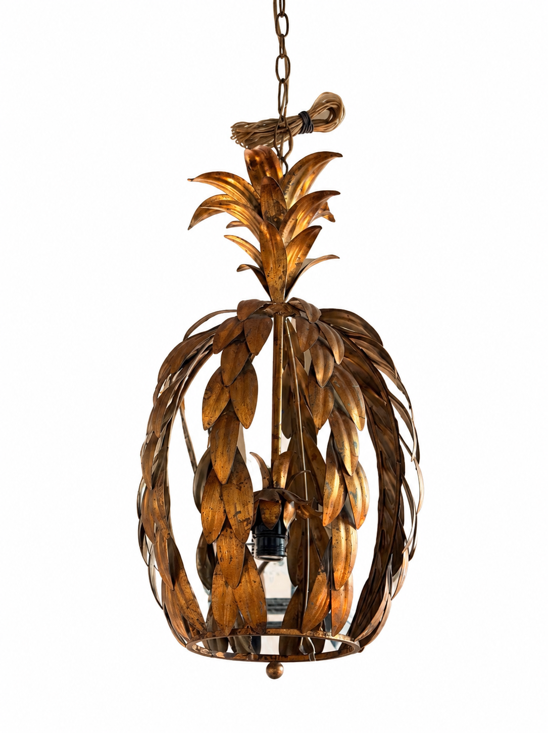 Gilt Metal Pineapple Pendant Light - Image 2