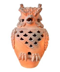 Vintage Italian-Style Terracotta Owl Garden Statue & Lantern