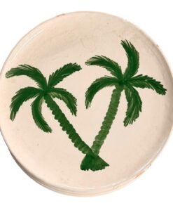 Hand-Painted Moroccan Green Palm Tree Plates