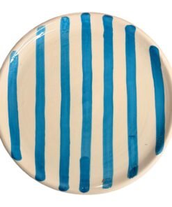 Hand-Painted Moroccan Striped Plates Blue