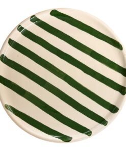 Hand-Painted Moroccan Striped Plates Green