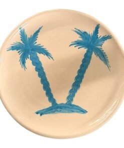 Hand-Painted Moroccan Blue Palm Tree Plates