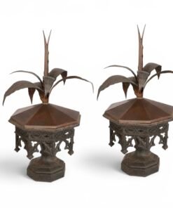 Pair of Antique English Gothic Iron Finials