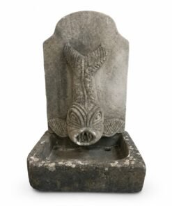 Vintage Cast Stone Dolphin Fish Wall Fountain & Basin