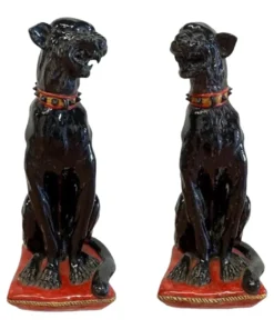 Pair of Ceramic Panther Statues