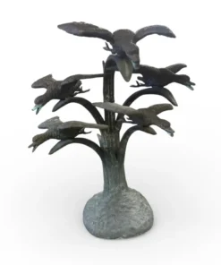 Vintage Verdigris Bronze "Birds in Flight" Garden Fountain