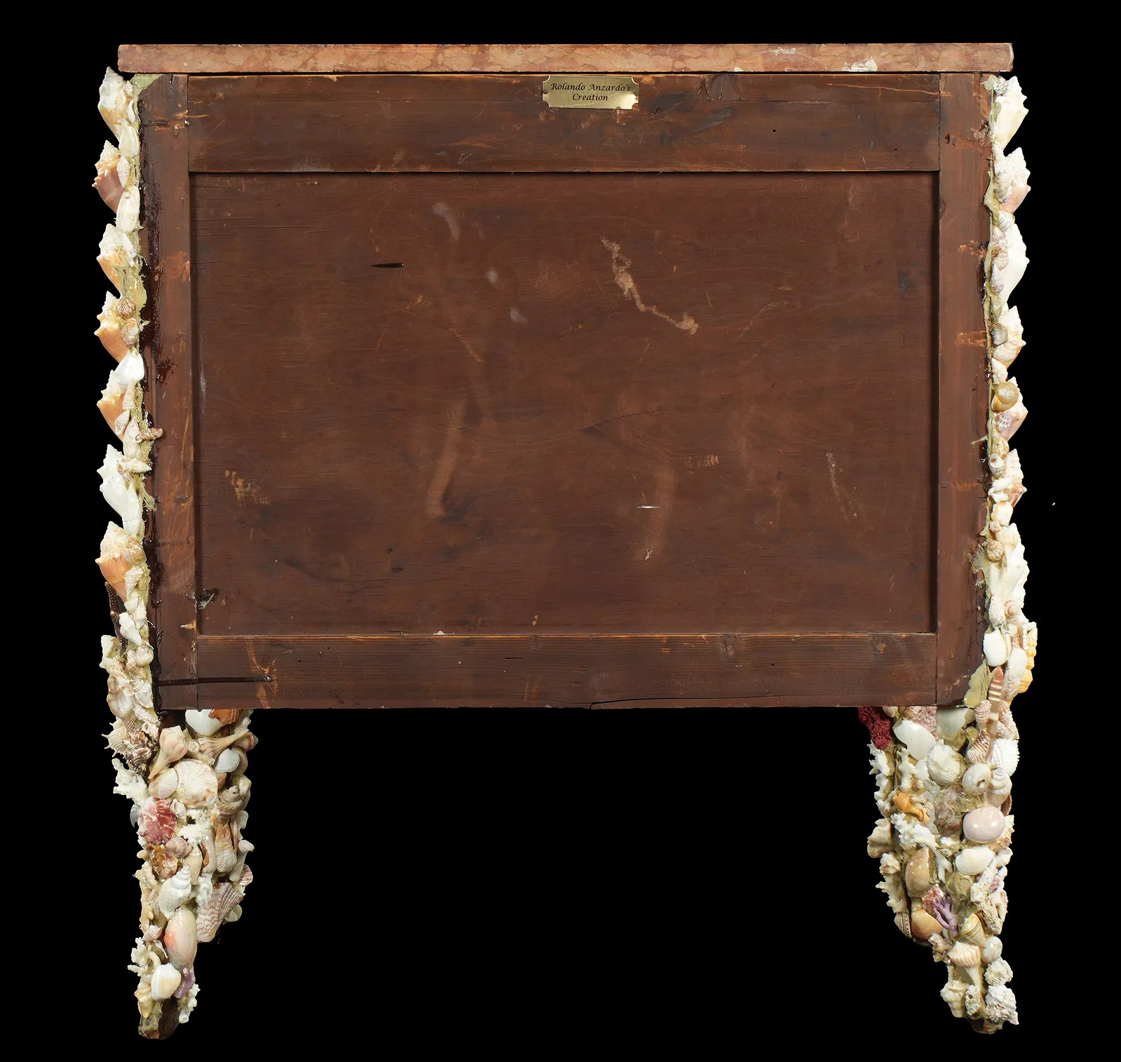 Seashell-Encrusted Three-Drawer Chest with Marble Top - Image 5