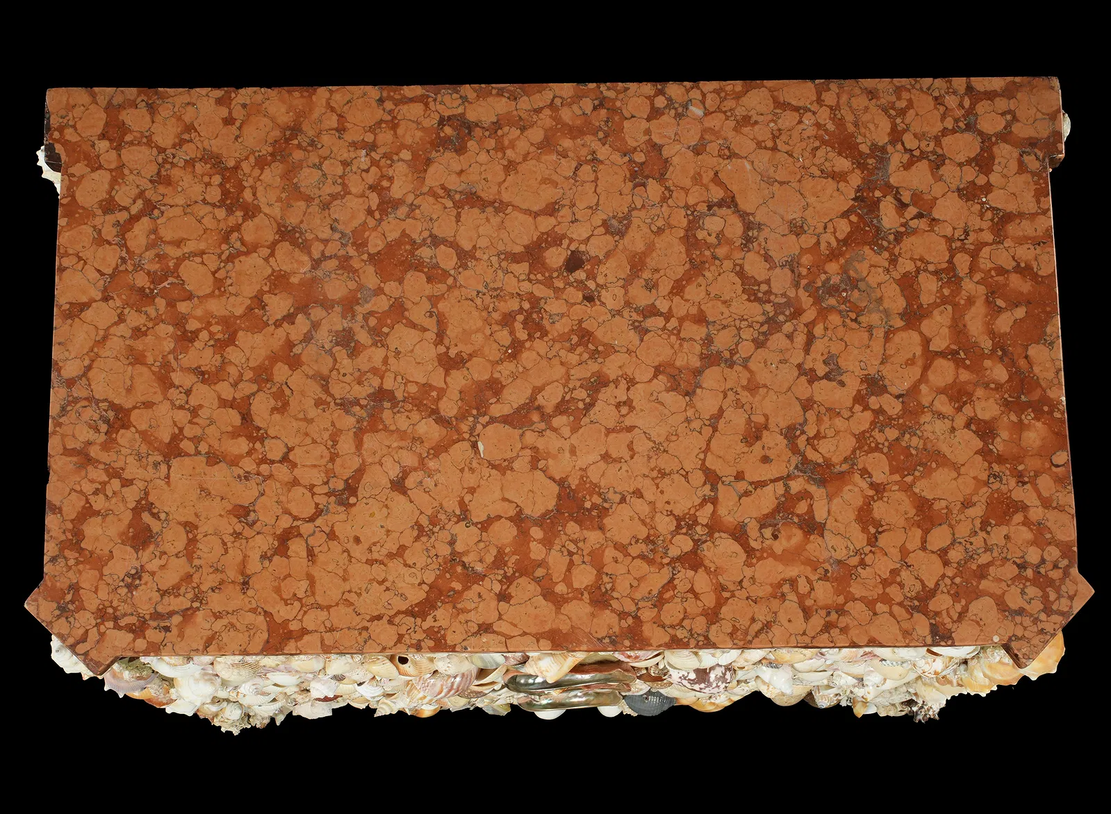Seashell-Encrusted Three-Drawer Chest with Marble Top - Image 3