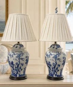 Pair of Blue & White Ginger Jar Lamps