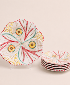 African Tulip Dinner Plate White and Red