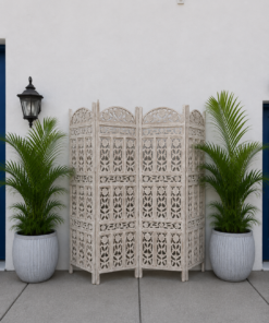 Carved White Wood Screen