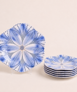 African Tulip Dinner Plate White and Blue