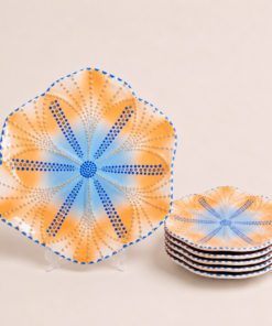 African Tulip Dinner Plate White , Orange and Blue