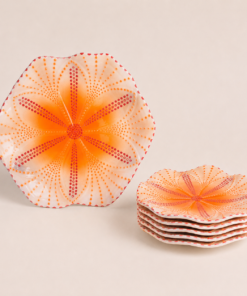 African Tulip Dinner Plate White and Orange