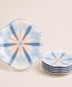 African Tulip Dinner Plate Light Blue with Tons of Orange