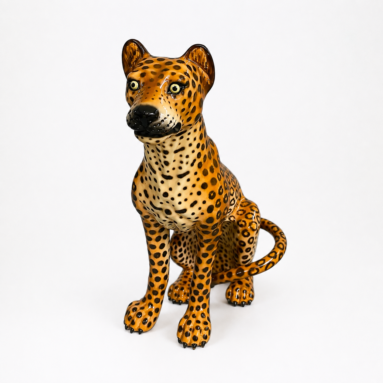 Vintage Ceramic Leopard Statue