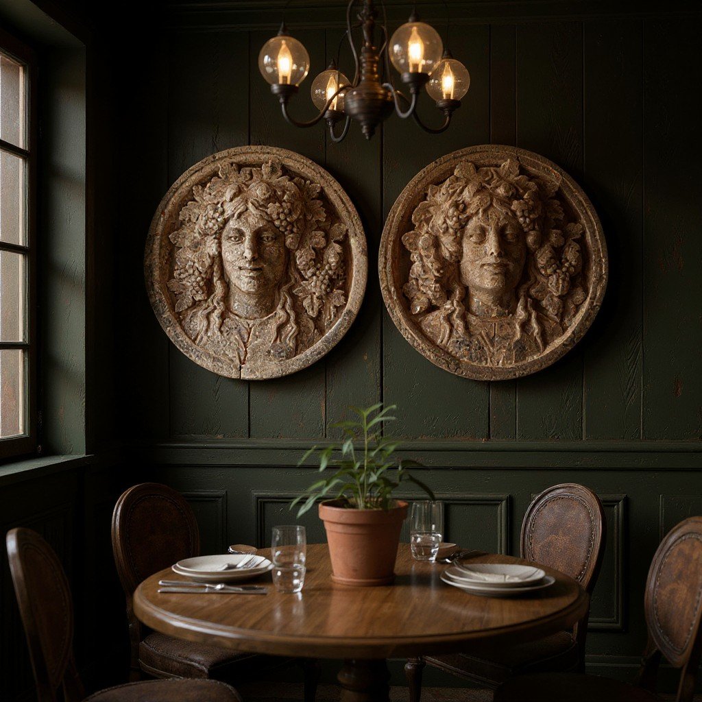 Pair of Classical Bacchus Stone Wall Plaques - Image 2
