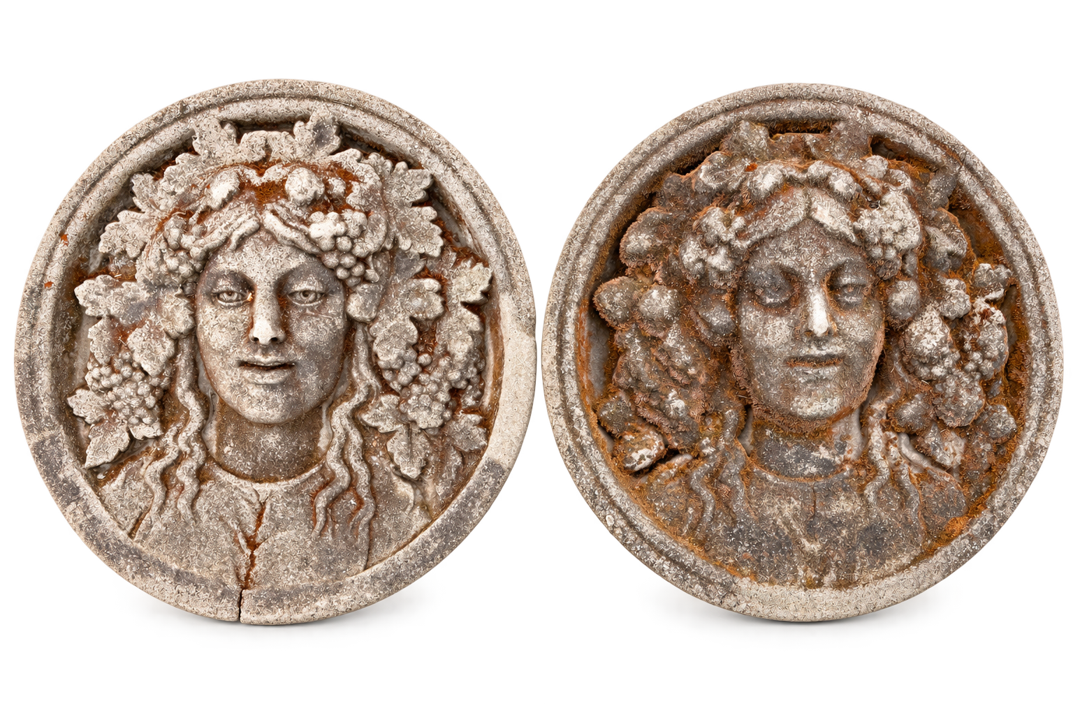 Pair of Classical Bacchus Stone Wall Plaques - Image 3