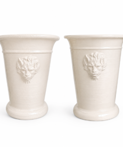White Ceramic Lion Head Pots