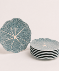 Handmade Cabbage Leaf Charger Plates Turquoise