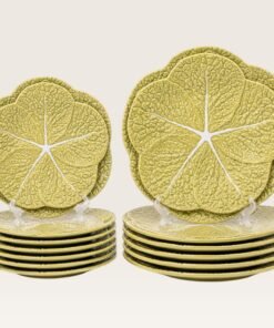 Handmade Cabbage Leaf Charge and Dinner Plates Green